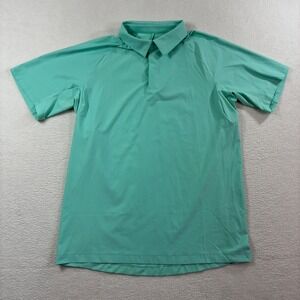 Lululemon Polo Shirt Mens Large Green Snap Stretch Evolution Performance Tennis